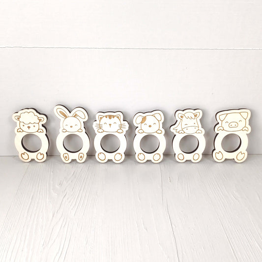 Portatovaglioli in Pioppo - Animali - Set 6 Pezzi