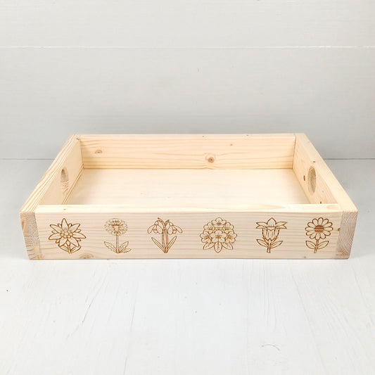 Vassoio in Abete 35x25cm - Fiori