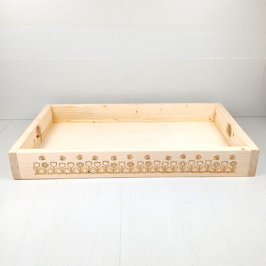 Vassoio in Abete 50x30cm - Fiori e Api