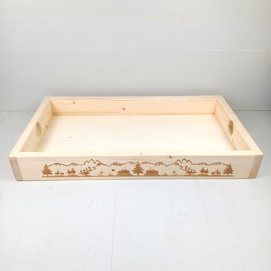 Vassoio in Abete 50x30cm - Paesaggio Montano