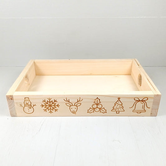 Vassoio in Abete 35x25cm - Doodle Natalizio