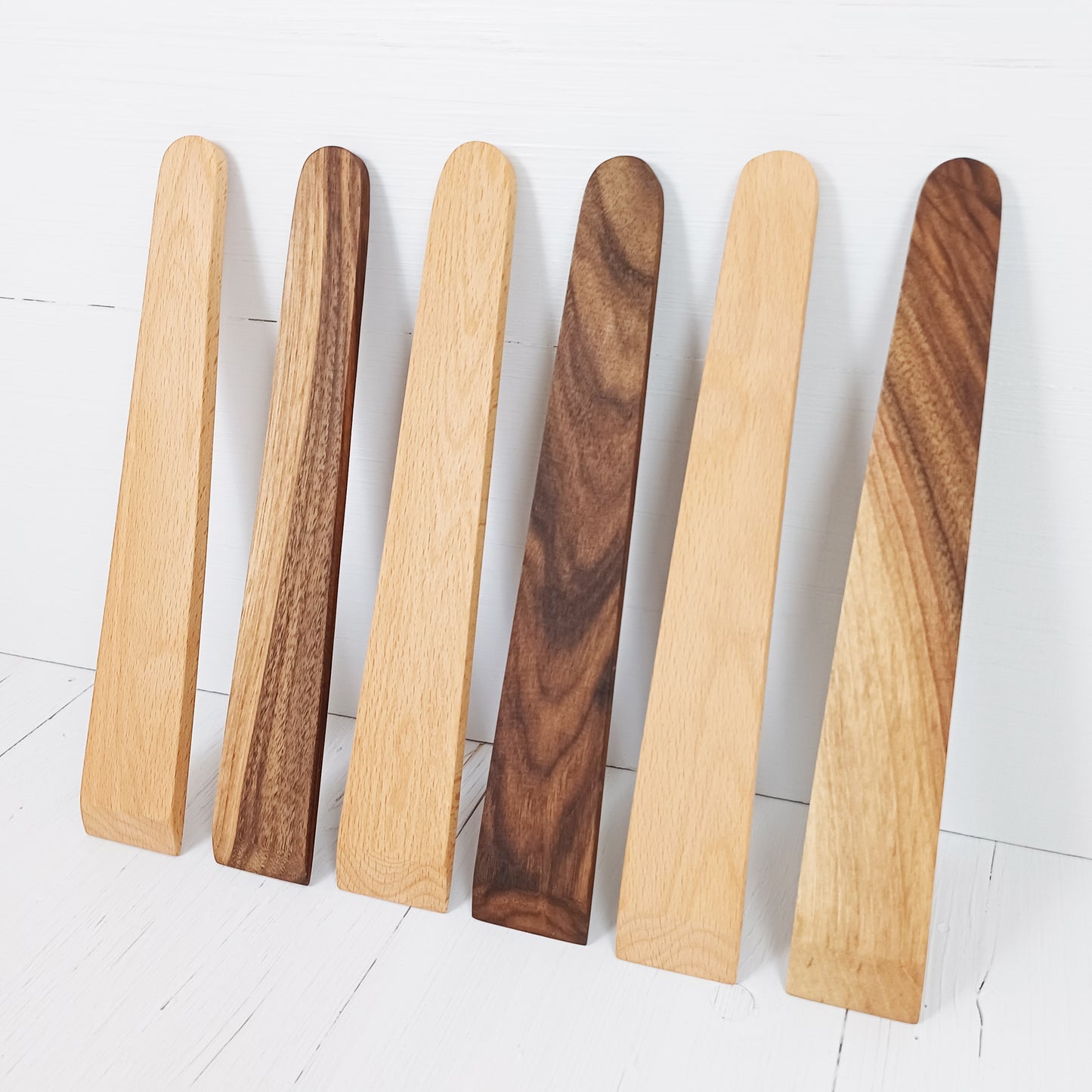 Spatola/Paletta Piatta+Tonda 30cm in Noce - Set 3 pezzi