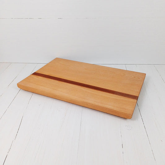 Tagliere Rettangolare con Inserto Lineare Faggio+Mogano 40x26cm