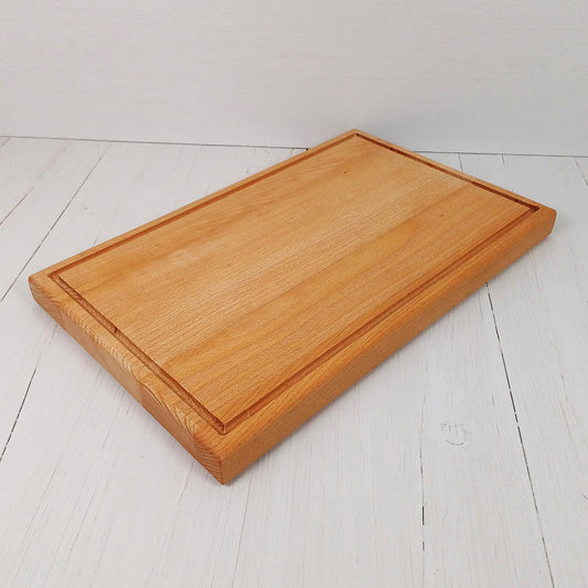 Tagliere Rettangolare Arrotondato con Scanalatura 40x25cm in Faggio