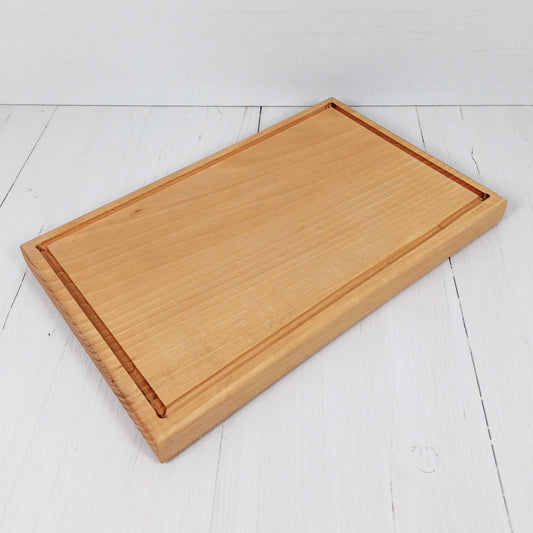 Tagliere Rettangolare Arrotondato con Scanalatura 35x22cm in Faggio