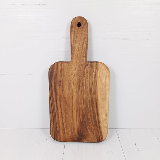 Tagliere Rettangolare Arrotondato con Manico 37x18cm in Noce