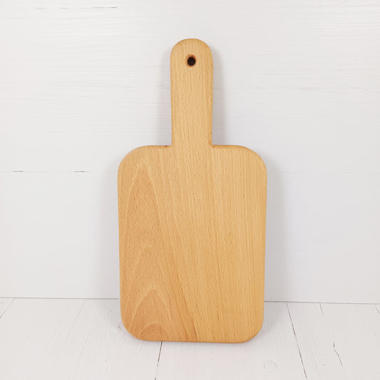 Tagliere Rettangolare Arrotondato con Manico 37x18cm in Faggio