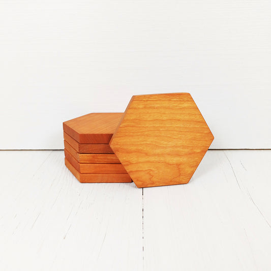 Sottobicchiere Esagonale 11cm in Ciliegio - 1 Pezzo