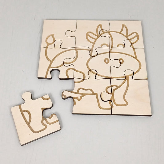 Puzzle per Bambini 9 pezzi - 20x20cm - Mucca