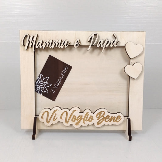 Cornice Foto Ti Voglio Bene 26x21cm (Foto 20x15cm) - Mamma e Papà - Orizzontale