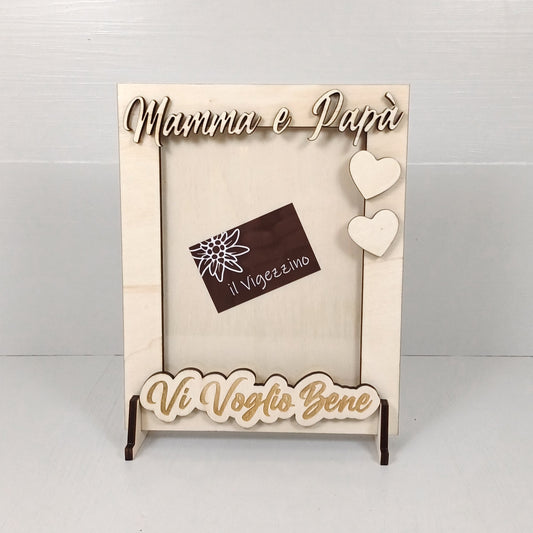 Cornice Foto Ti Voglio Bene 26x21cm (Foto 20x15cm) - Mamma e Papà - Verticale