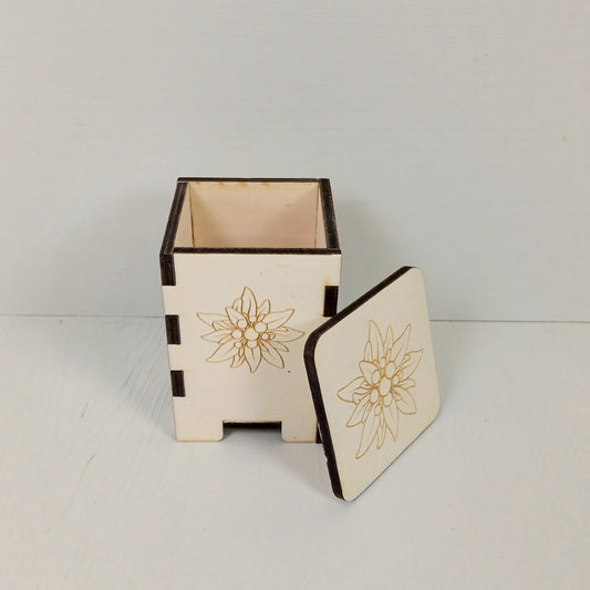 Contenitore in Pioppo - 12cmx8cmx8cm - Stella Alpina