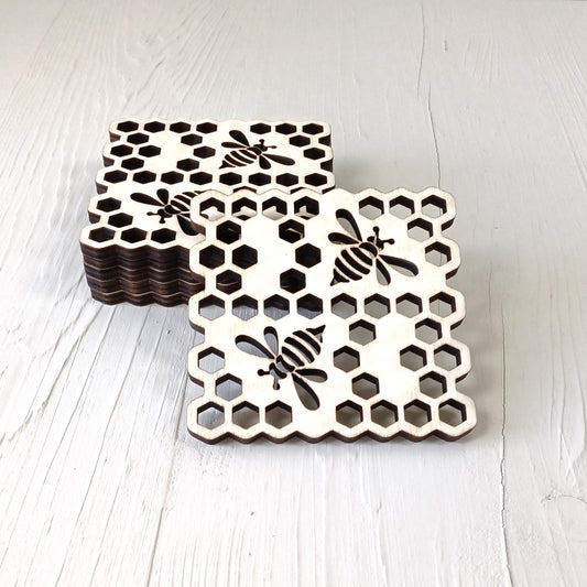 Sottobicchiere Sagomato in Pioppo - Alveare - Set 6 Pezzi