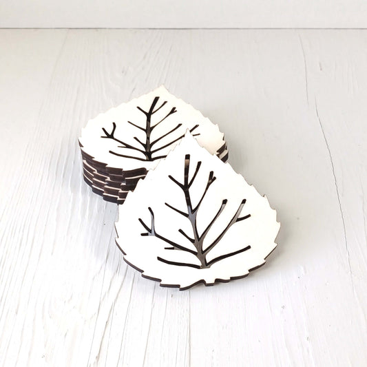 Sottobicchiere Sagomato in Pioppo - Foglia - Set 6 Pezzi
