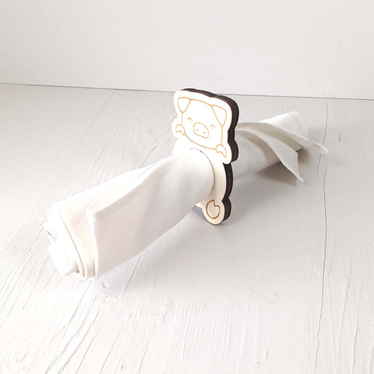 Portatovaglioli in Pioppo - Animali - 1 Pezzo - Maiale