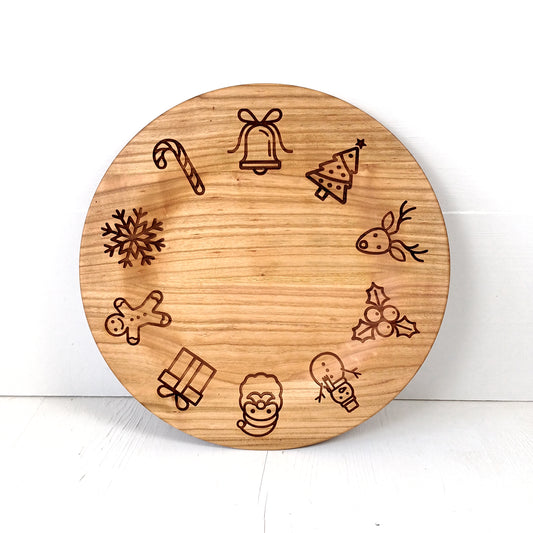 Piatto 32cm in Ciliegio - Doodle Natale