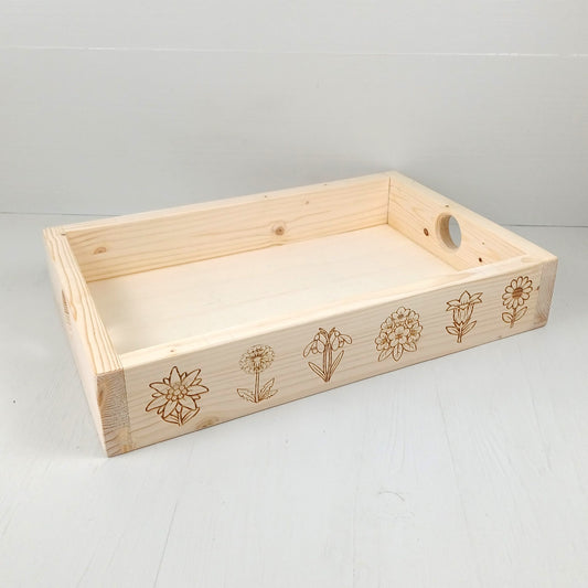 Vassoio in Abete 35x25cm - Fiori