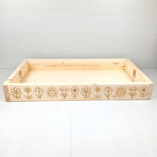 Vassoio in Abete 50x30cm - Fiori