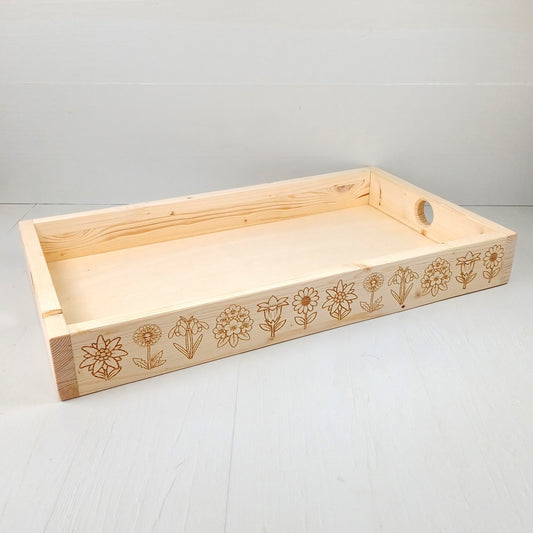 Vassoio in Abete 50x30cm - Fiori