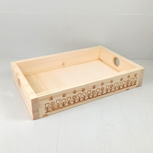 Vassoio in Abete 35x25cm - Fiori e Api