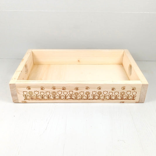 Vassoio in Abete 35x25cm - Fiori e Api