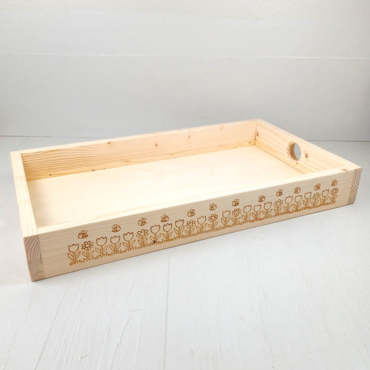 Vassoio in Abete 50x30cm - Fiori e Api