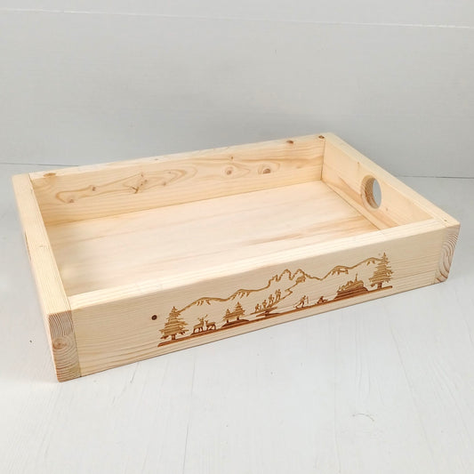 Vassoio in Abete 35x25cm - Paesaggio Montano