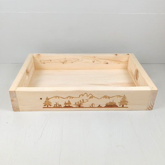 Vassoio in Abete 35x25cm - Paesaggio Montano