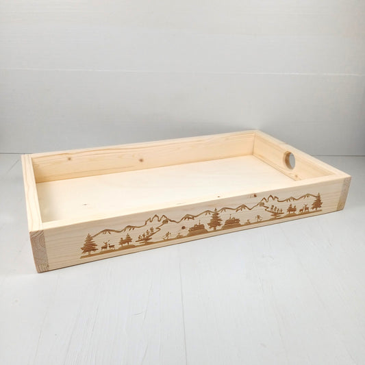 Vassoio in Abete 50x30cm - Paesaggio Montano