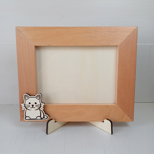 Cornice in Faggio (Foto 20x15cm) - Gatto - Orizzontale