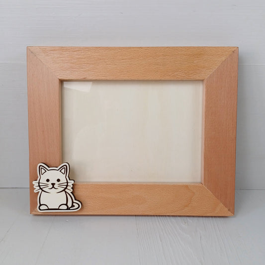Cornice in Faggio (Foto 20x15cm) - Gatto - Orizzontale