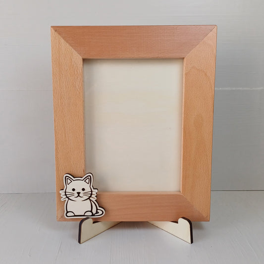 Cornice in Faggio (Foto 20x15cm) - Gatto - Verticale