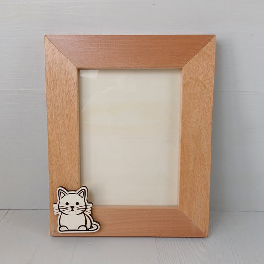 Cornice in Faggio (Foto 20x15cm) - Gatto - Verticale
