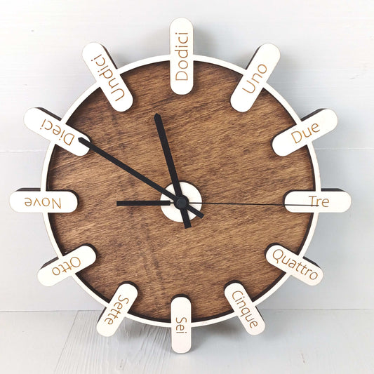 Orologio Rotondo in Pioppo 30cm - Lettere