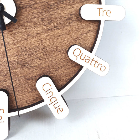 Orologio Rotondo in Pioppo 30cm - Lettere