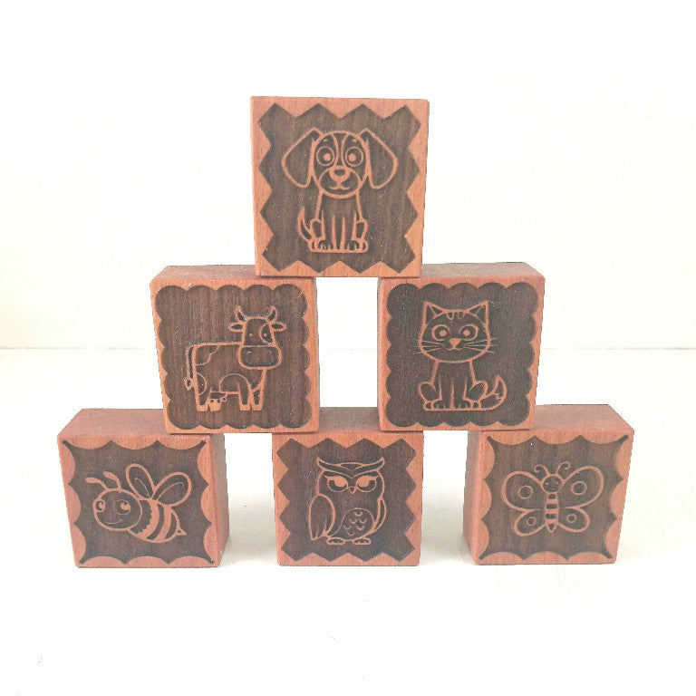 Stampini per Biscotti in Faggio - Set 6 Pezzi - Animali