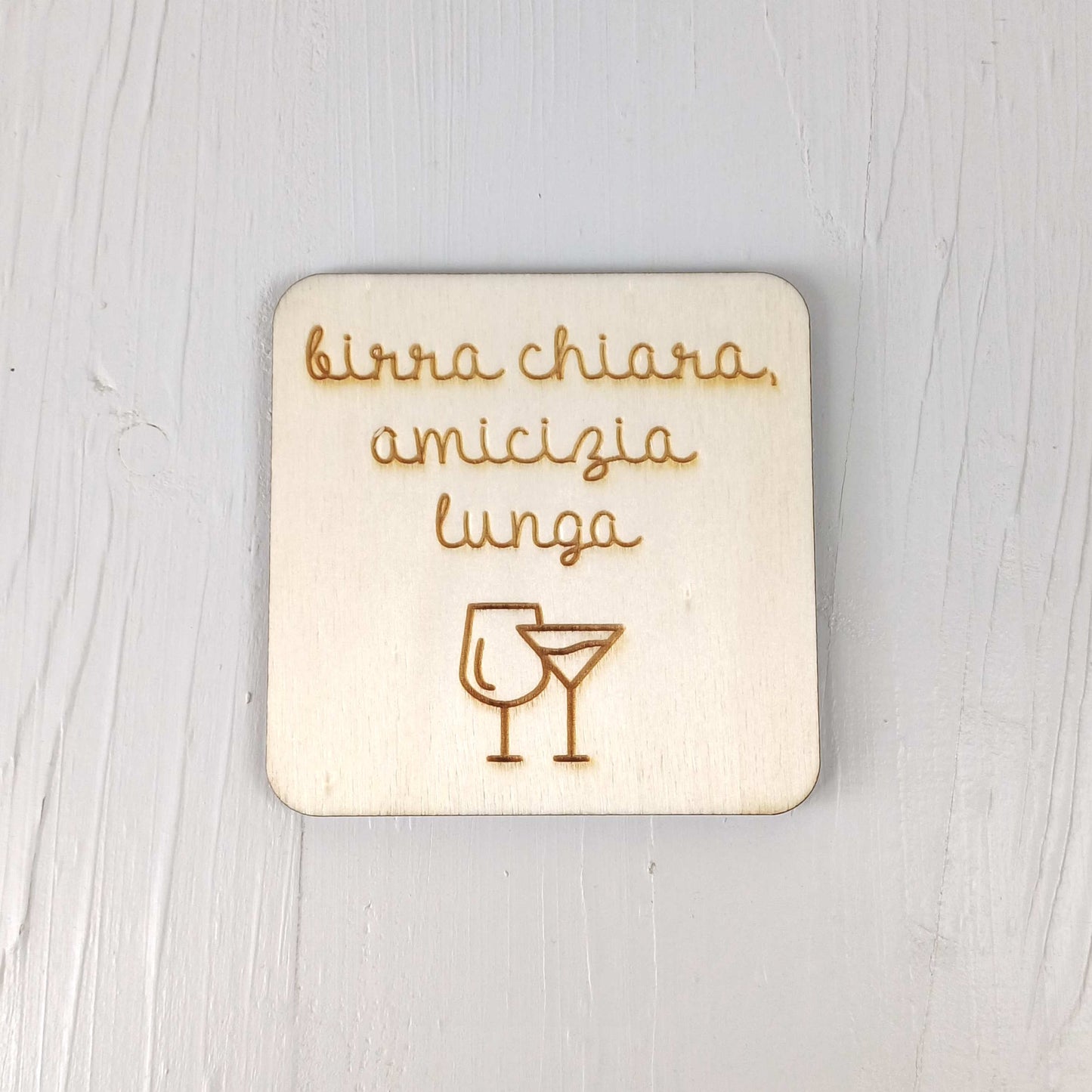 Sottobicchiere Quadrato in Pioppo - Frasi Alcool Battuta - Set 12 Pezzi