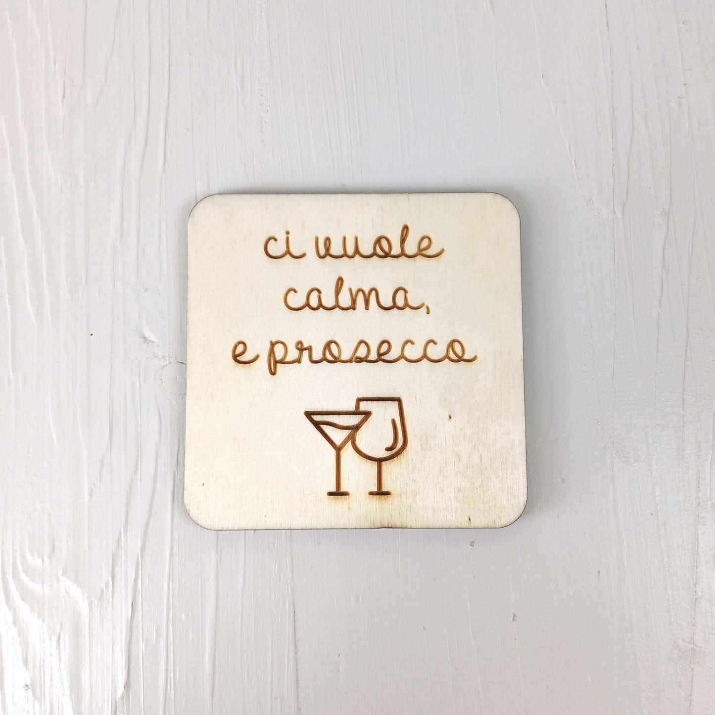 Sottobicchiere Quadrato in Pioppo - Frasi Alcool Battuta - Set 12 Pezzi
