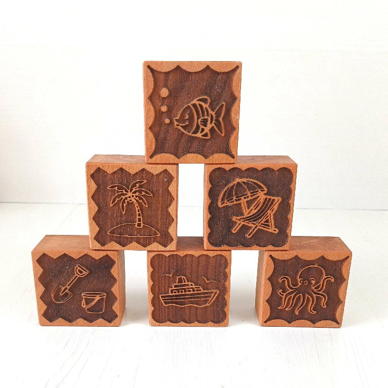 Stampini per Biscotti in Faggio - Set 6 Pezzi - Mare