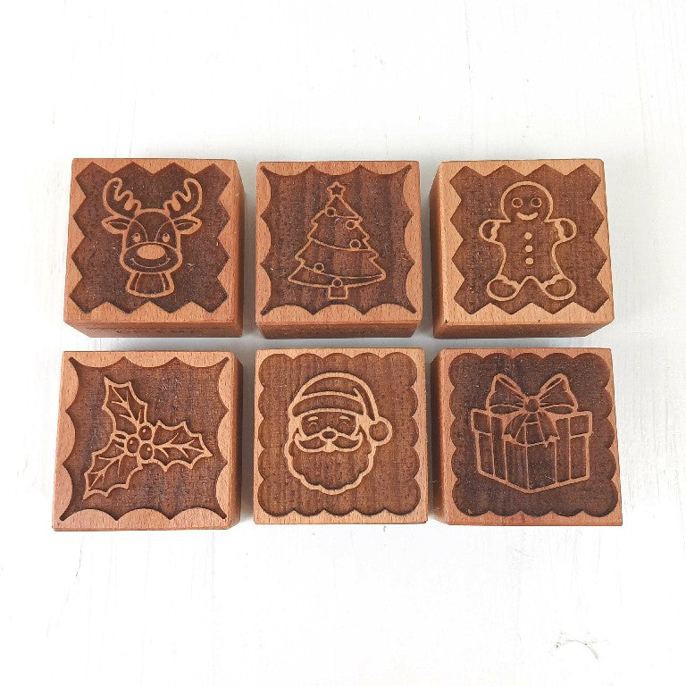 Stampini per Biscotti in Faggio - Set 6 Pezzi - Natale