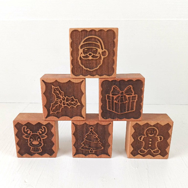 Stampini per Biscotti in Faggio - Set 6 Pezzi - Natale